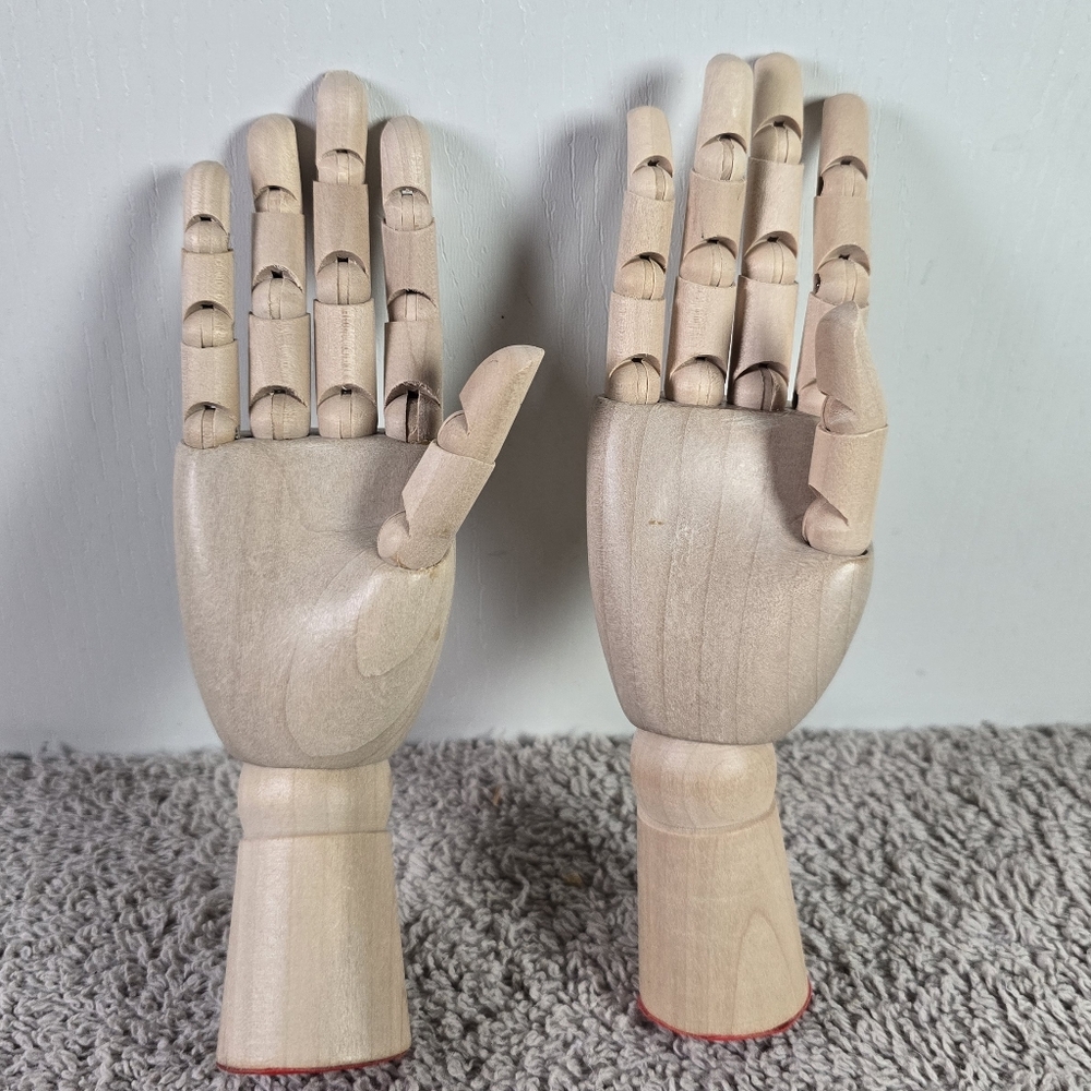 Wooden Articulated Hand Model - Natural Wood